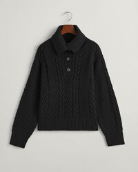 Maglia a collo alto a trecce con abbottonatura