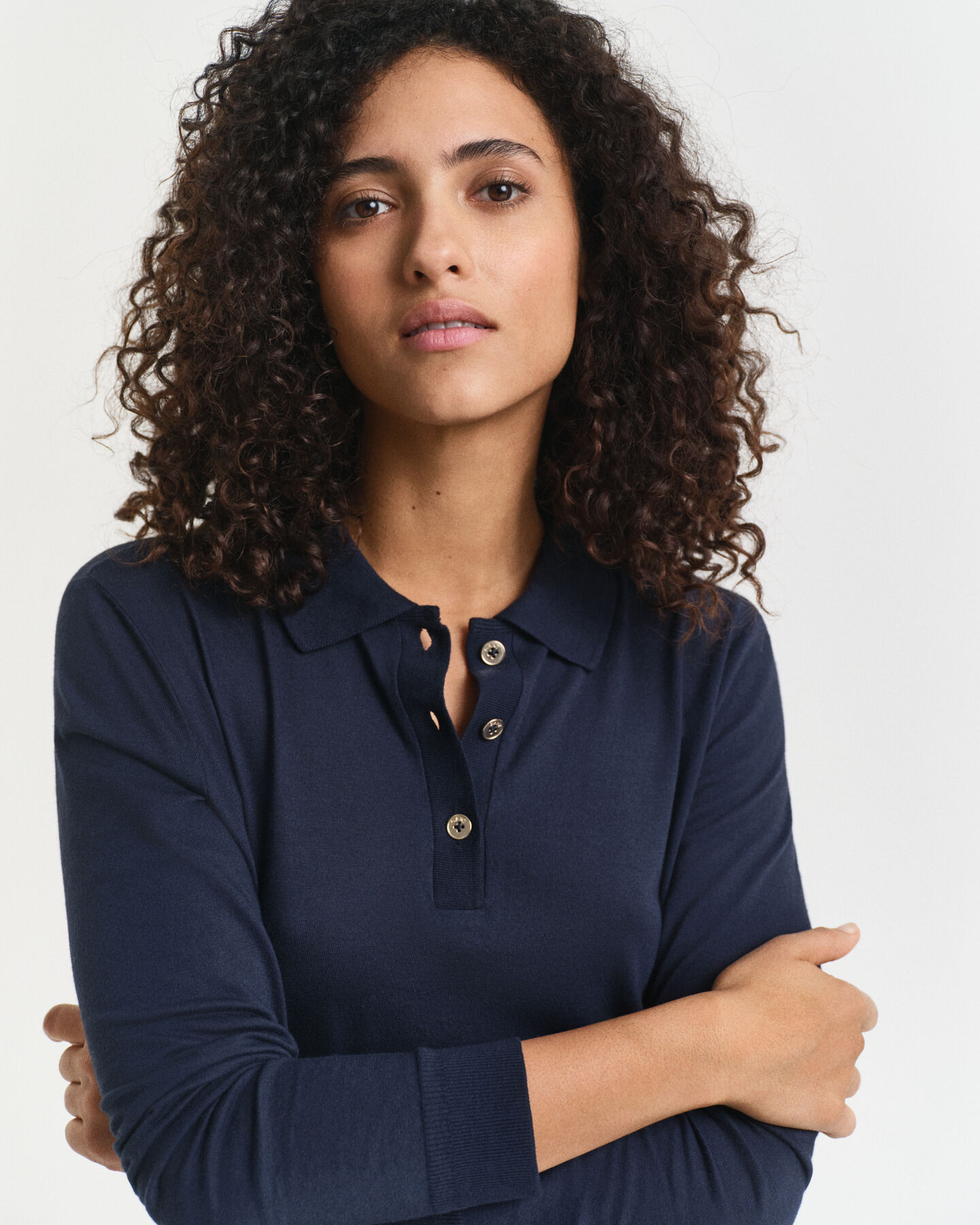 Polo a maniche lunghe con bottoni e senza cuciture