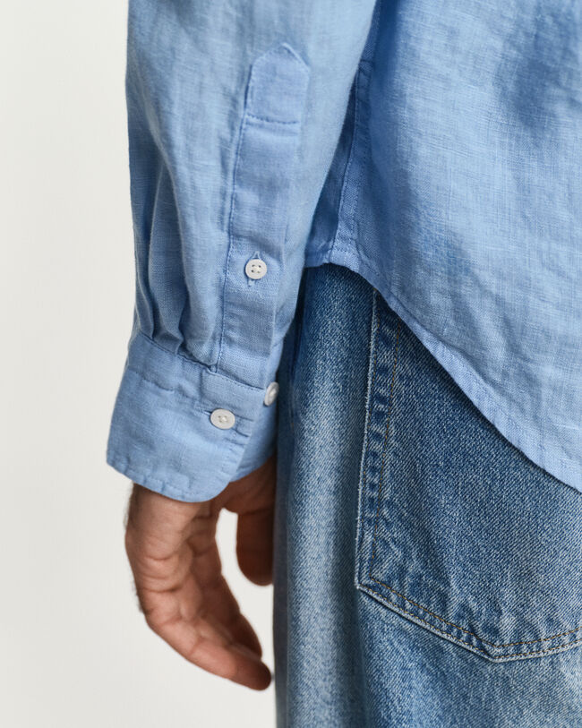 Camicia di lino tinto in capo regular fit