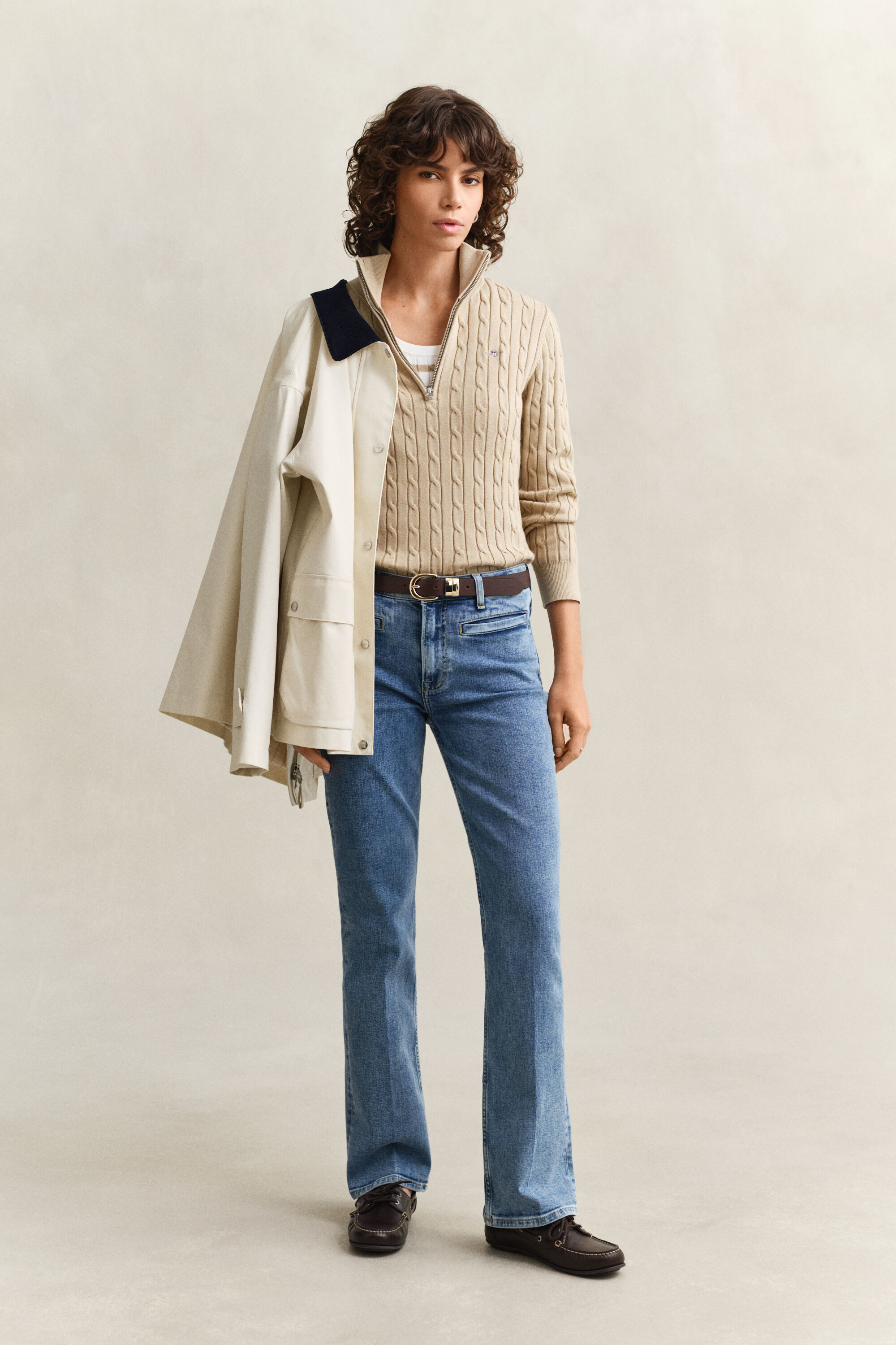 Maglia con zip corta a trecce