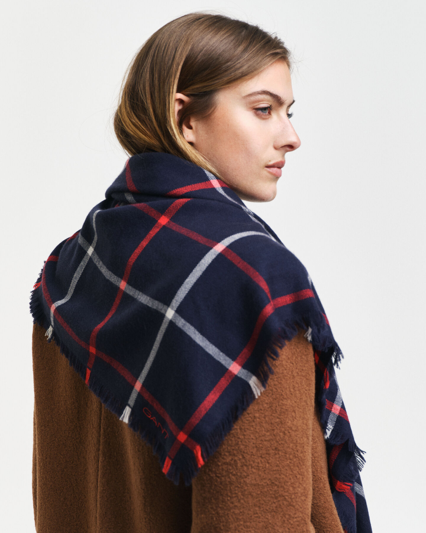 Sciarpa foulard in lana merino a quadri