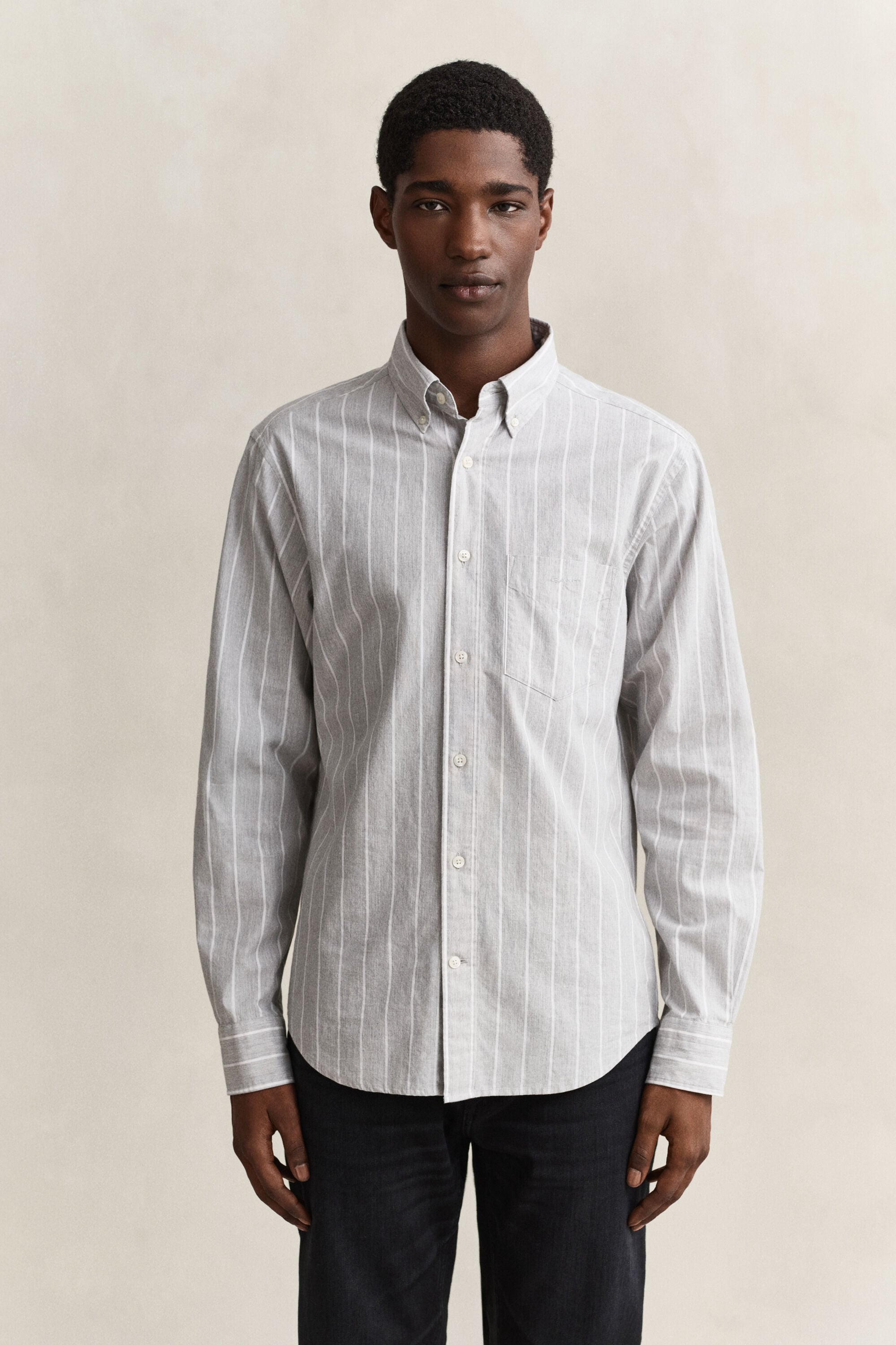 Camicia in popeline mélange a righe