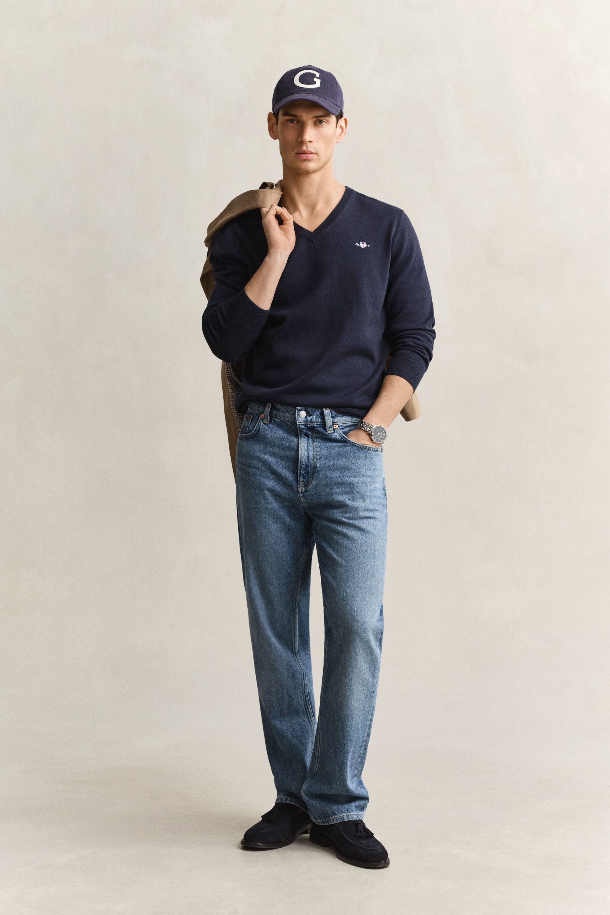 Maglia con scollo a V in cotone