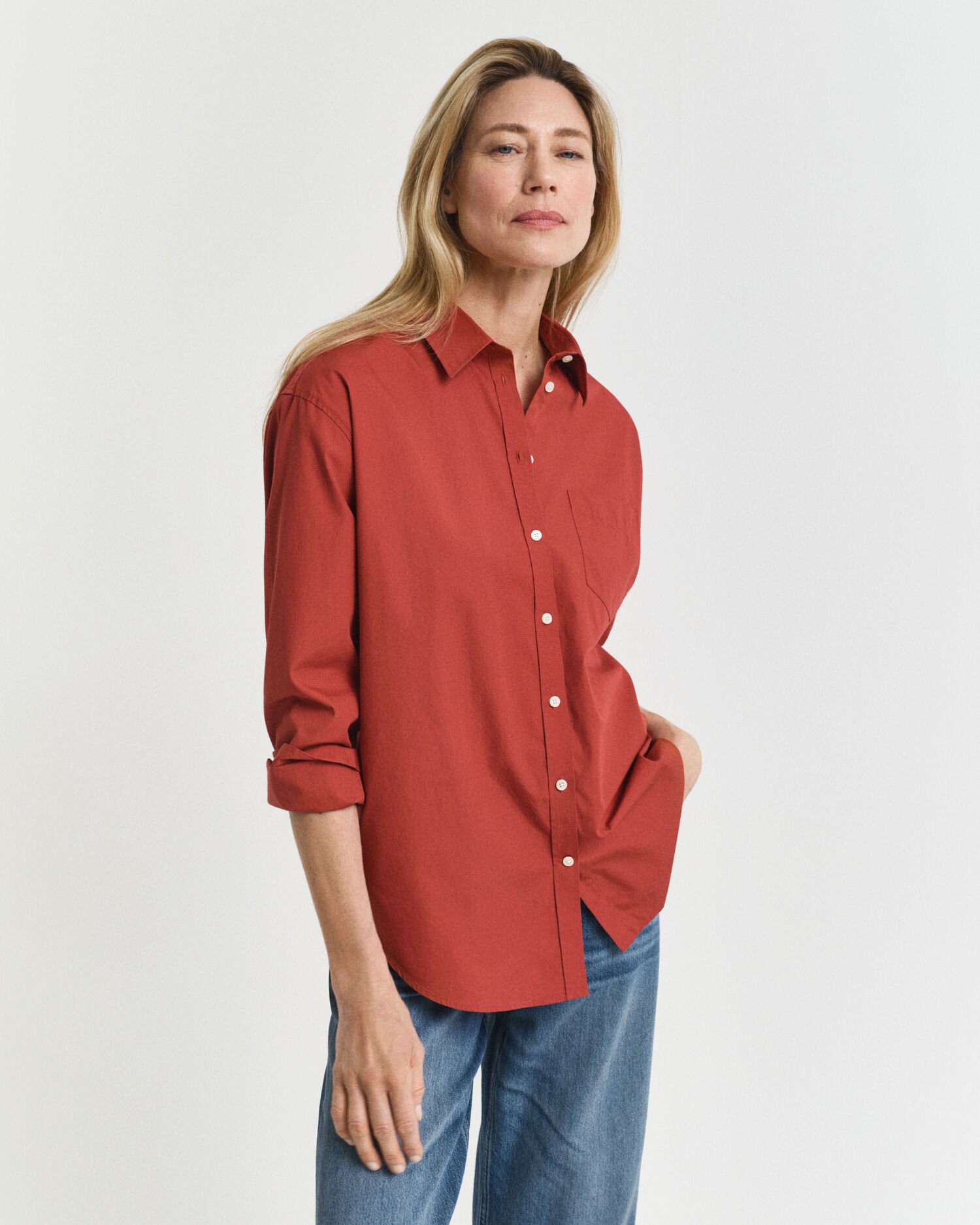 Camicia classica in popeline relaxed fit