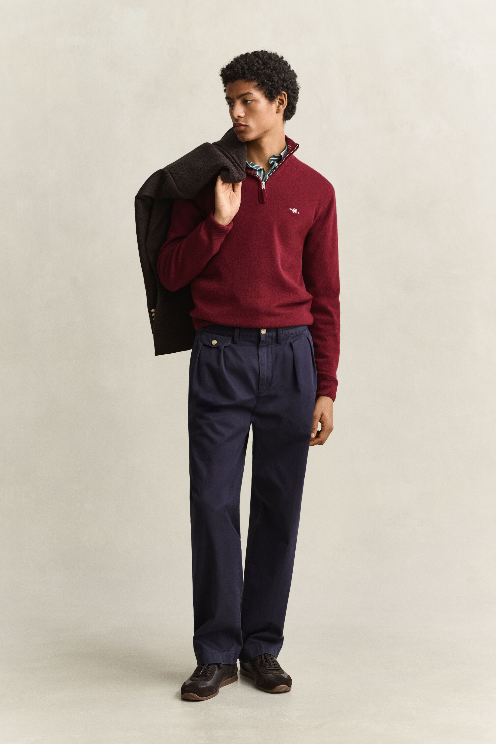 Maglia in lana d’agnello con zip corta