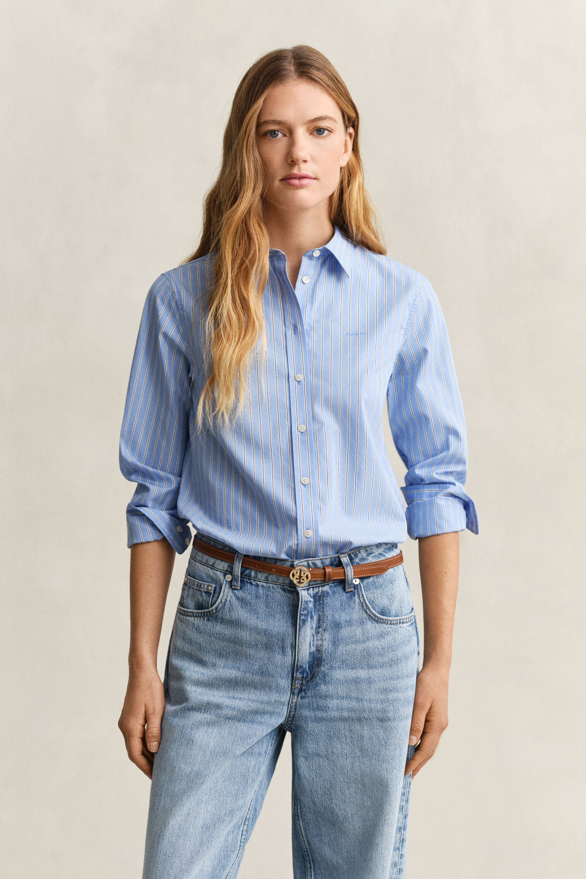 Camicia classica in popeline a righe regular fit
