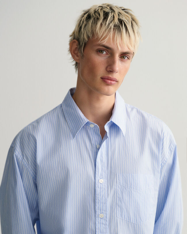Camicia in popeline a righe oversize