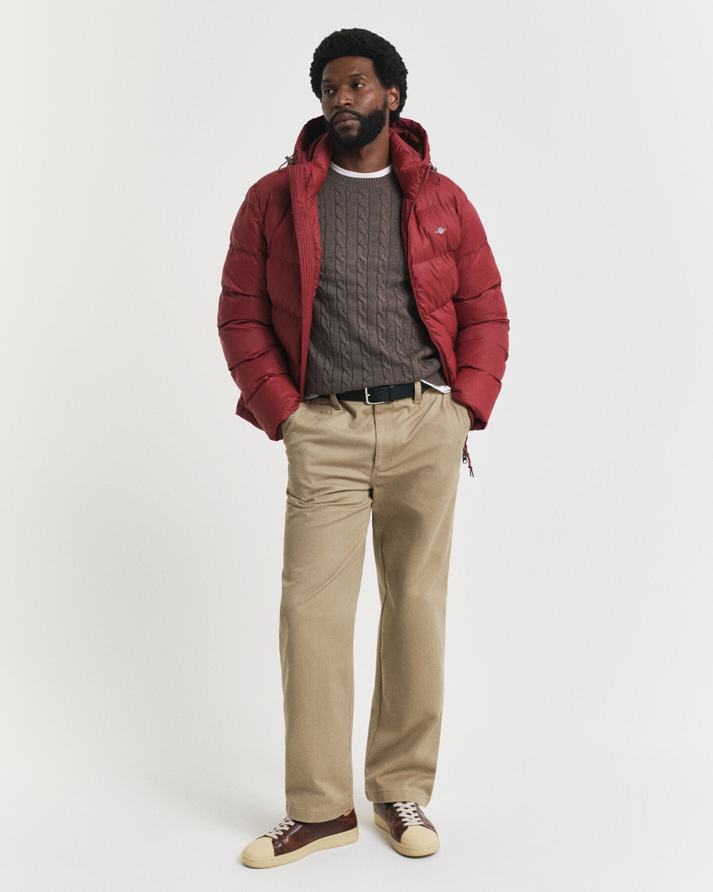 Maglia girocollo in cotone a trecce