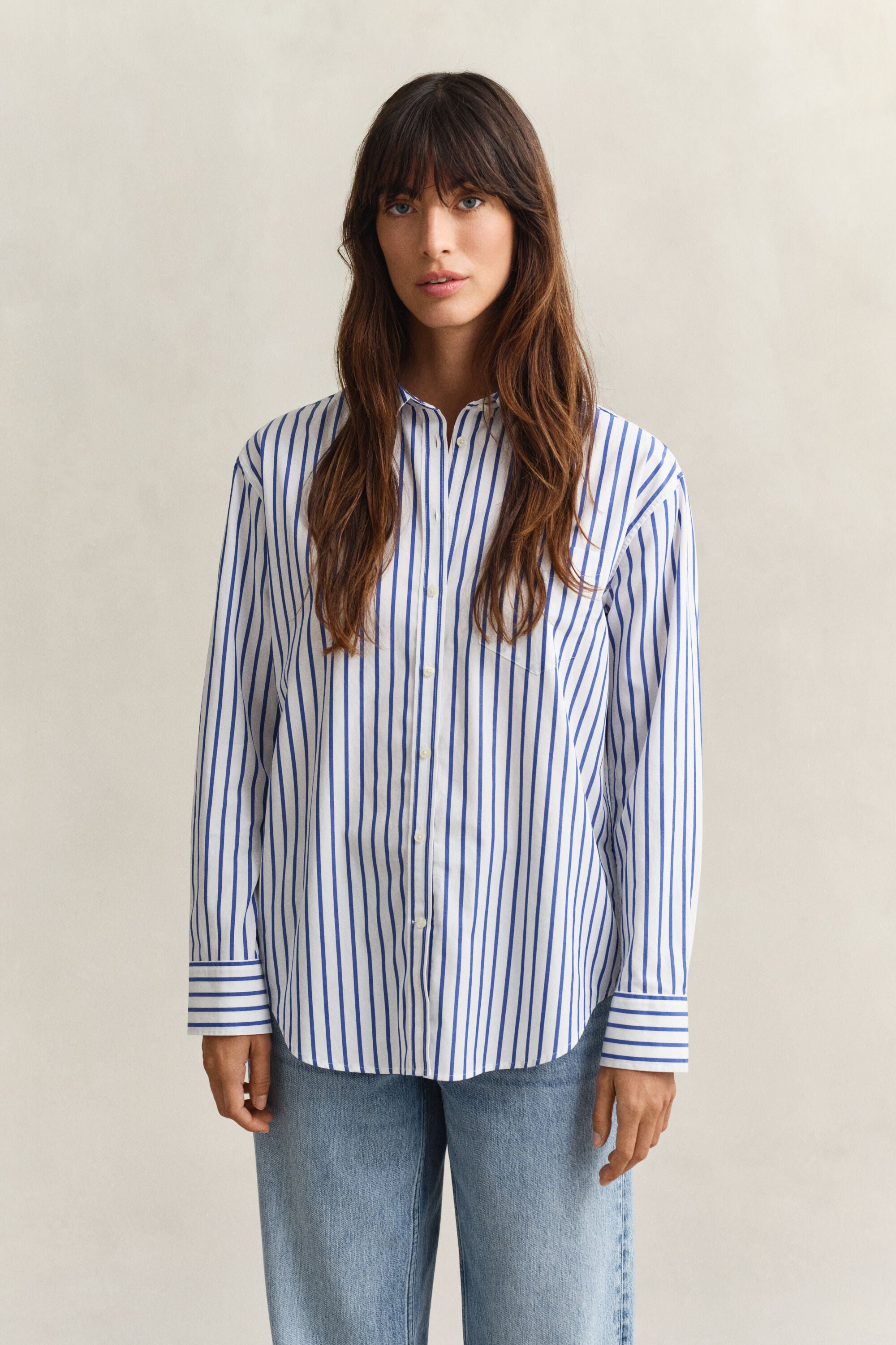 Camicia classica in popeline a righe relaxed fit
