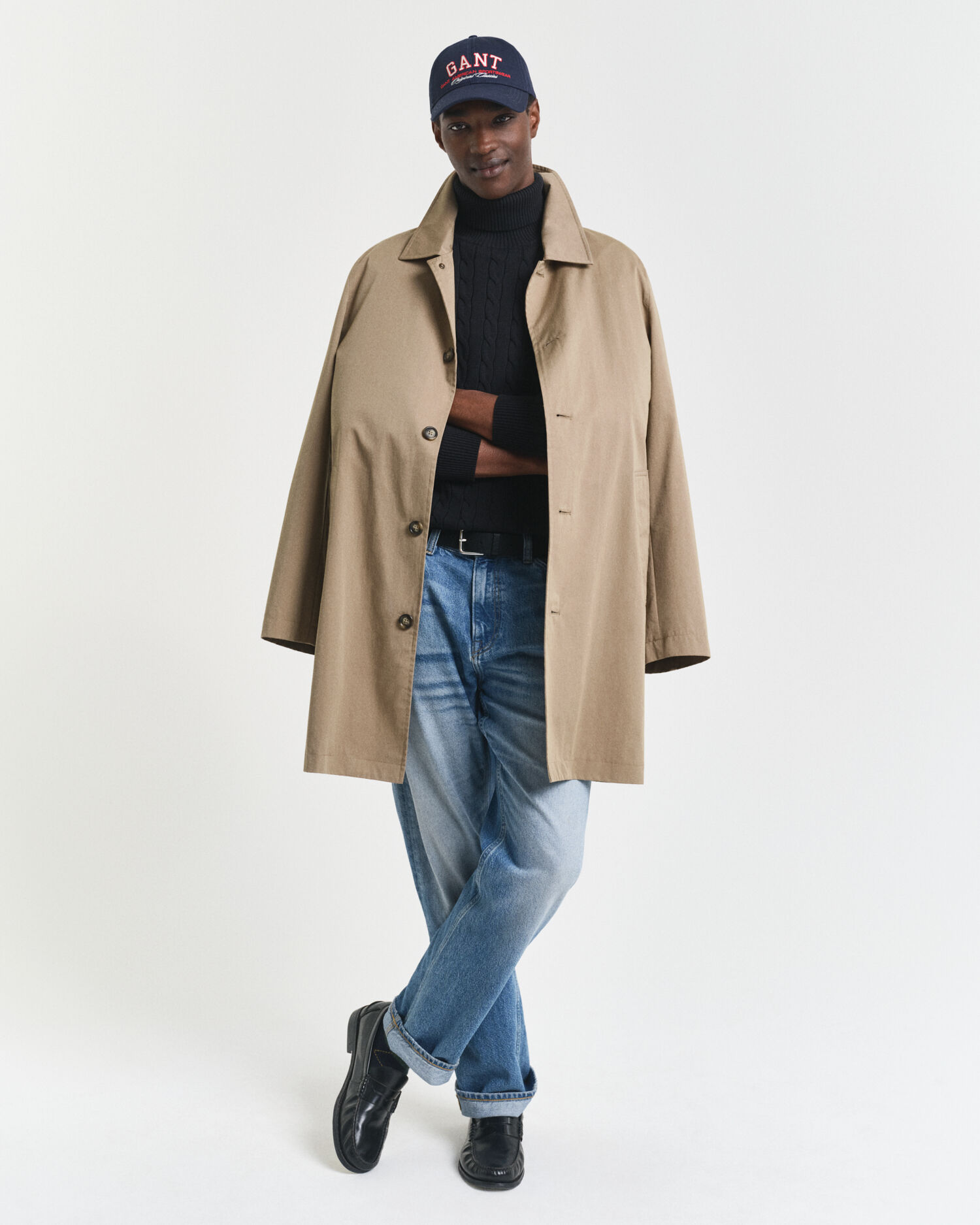 Maglia a collo alto in cotone a trecce