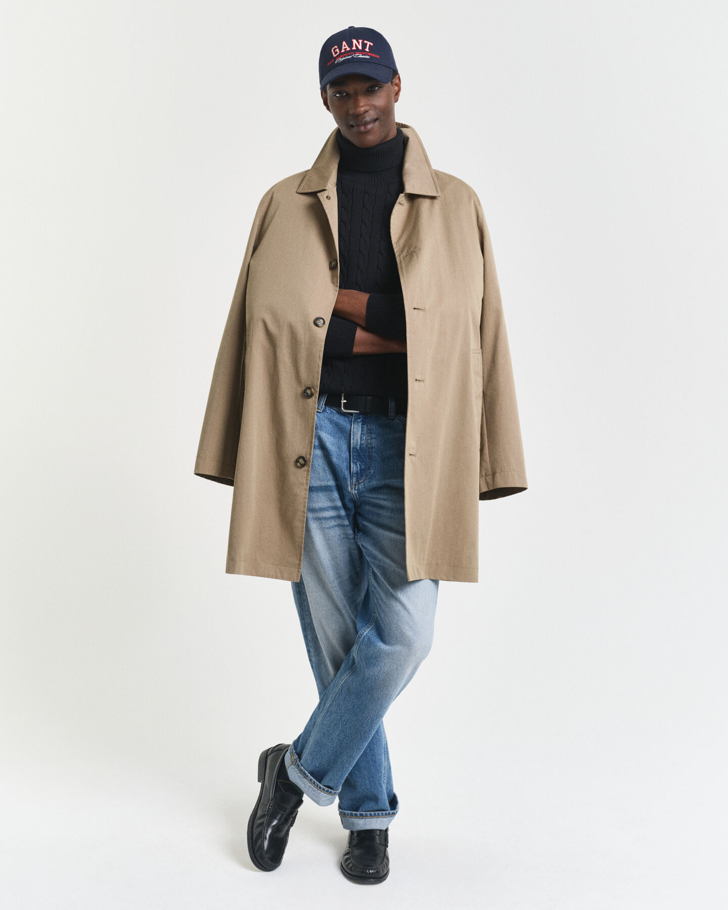 Maglia a collo alto in cotone a trecce