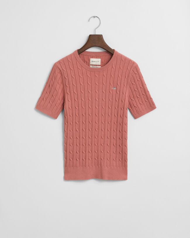 Maglia a trecce in cotone elasticizzato