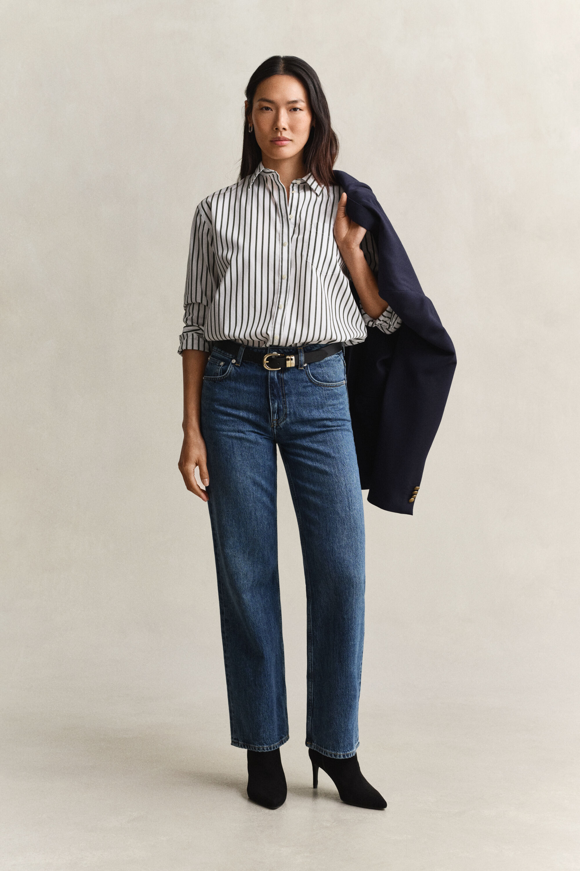 Camicia classica in popeline a righe relaxed fit