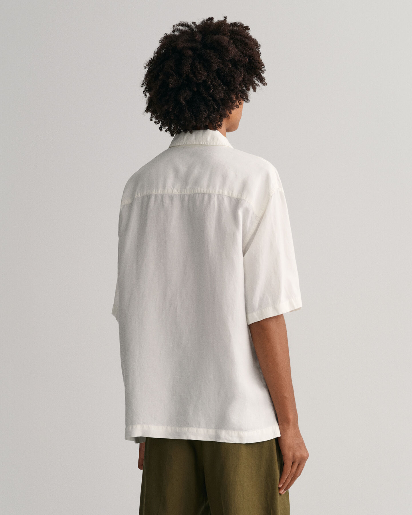 Camicia a maniche corte in lyocell di lino relaxed fit