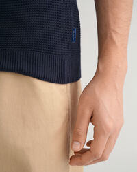 Maglia a polo testurizzata in cotone con colletto aperto