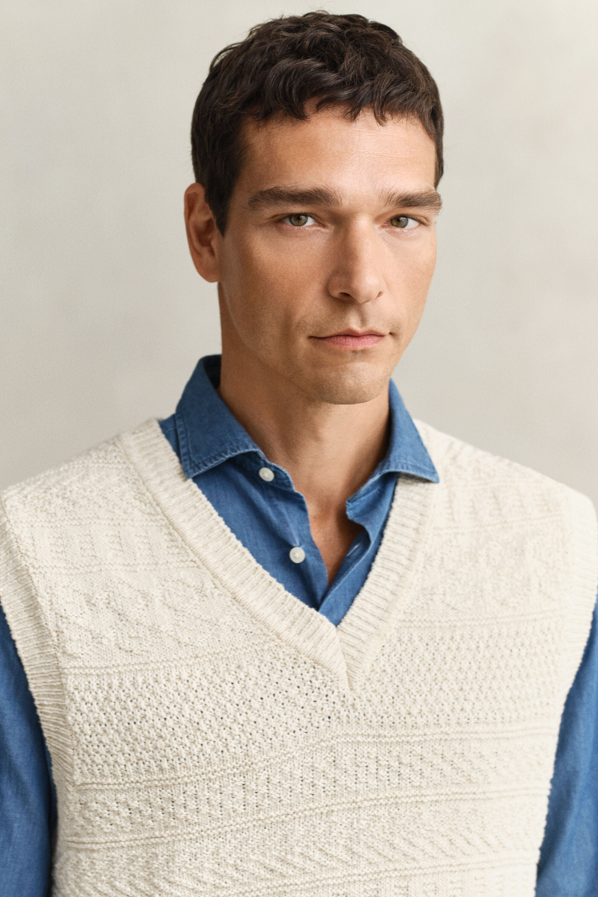 Smanicato in misto cotone testurizzato