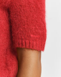 Maglia girocollo a maniche corte in morbido misto mohair