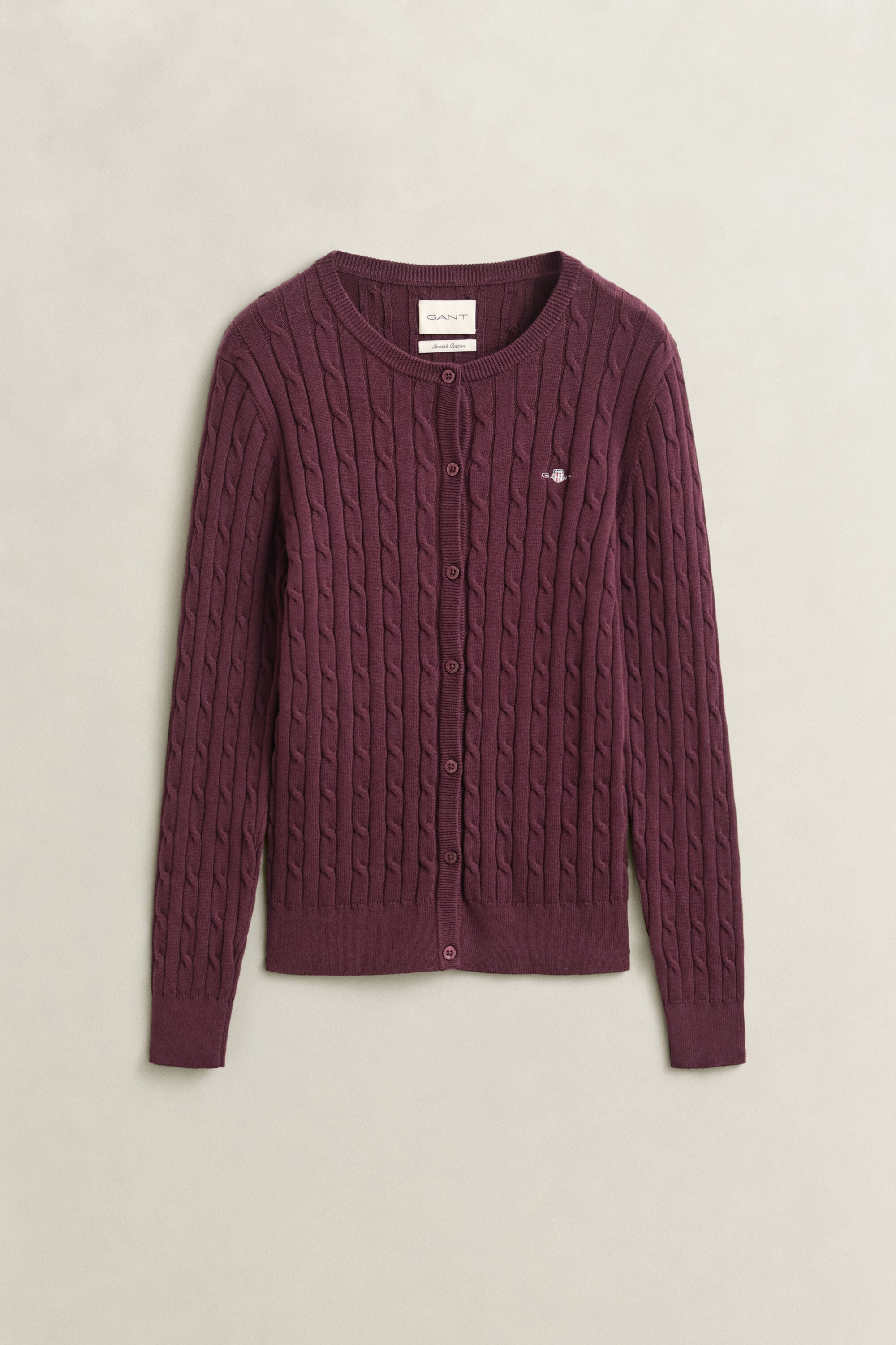 Cardigan in maglia di cotone elasticizzato a trecce