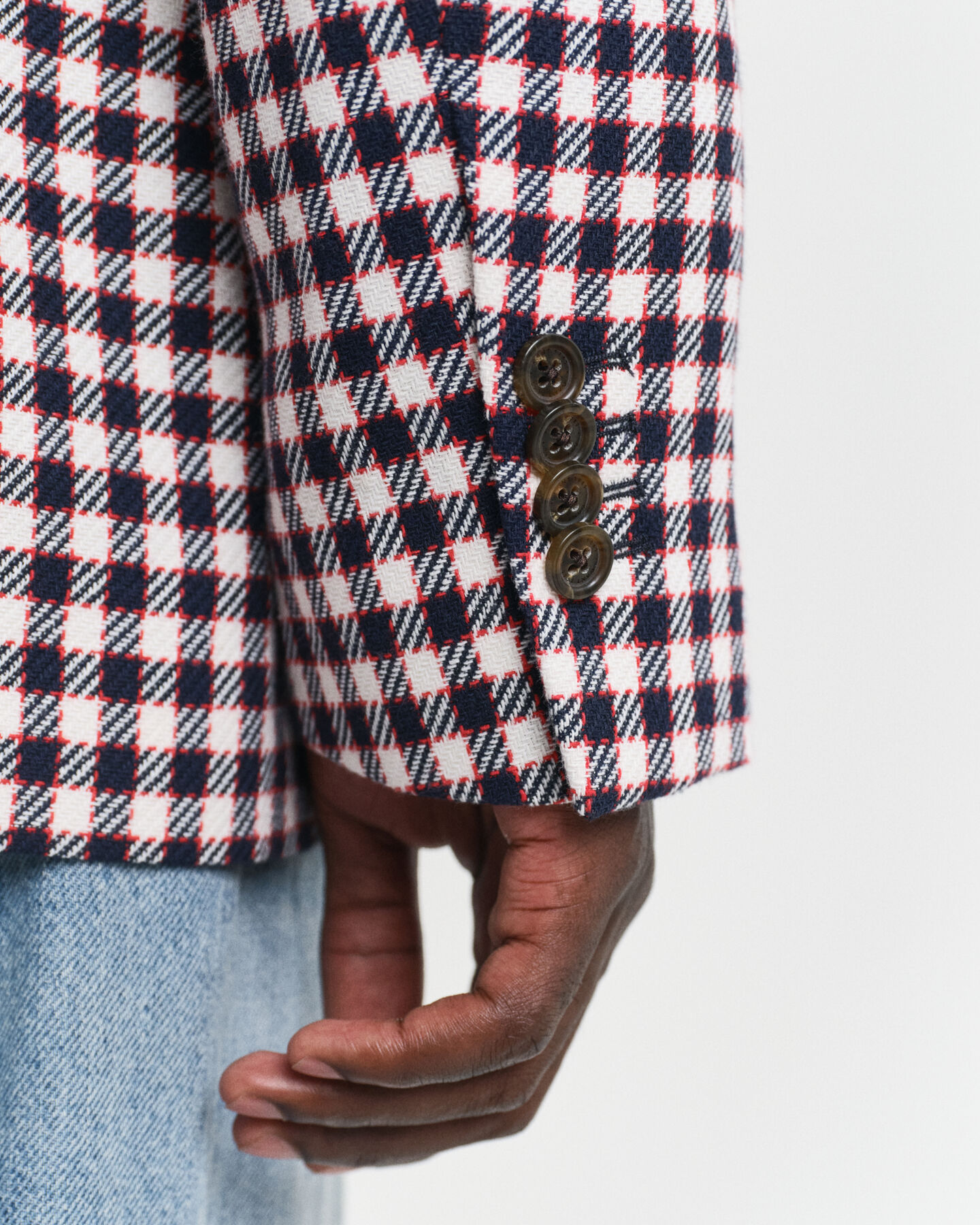 Blazer in misto cotone a quadri regular fit