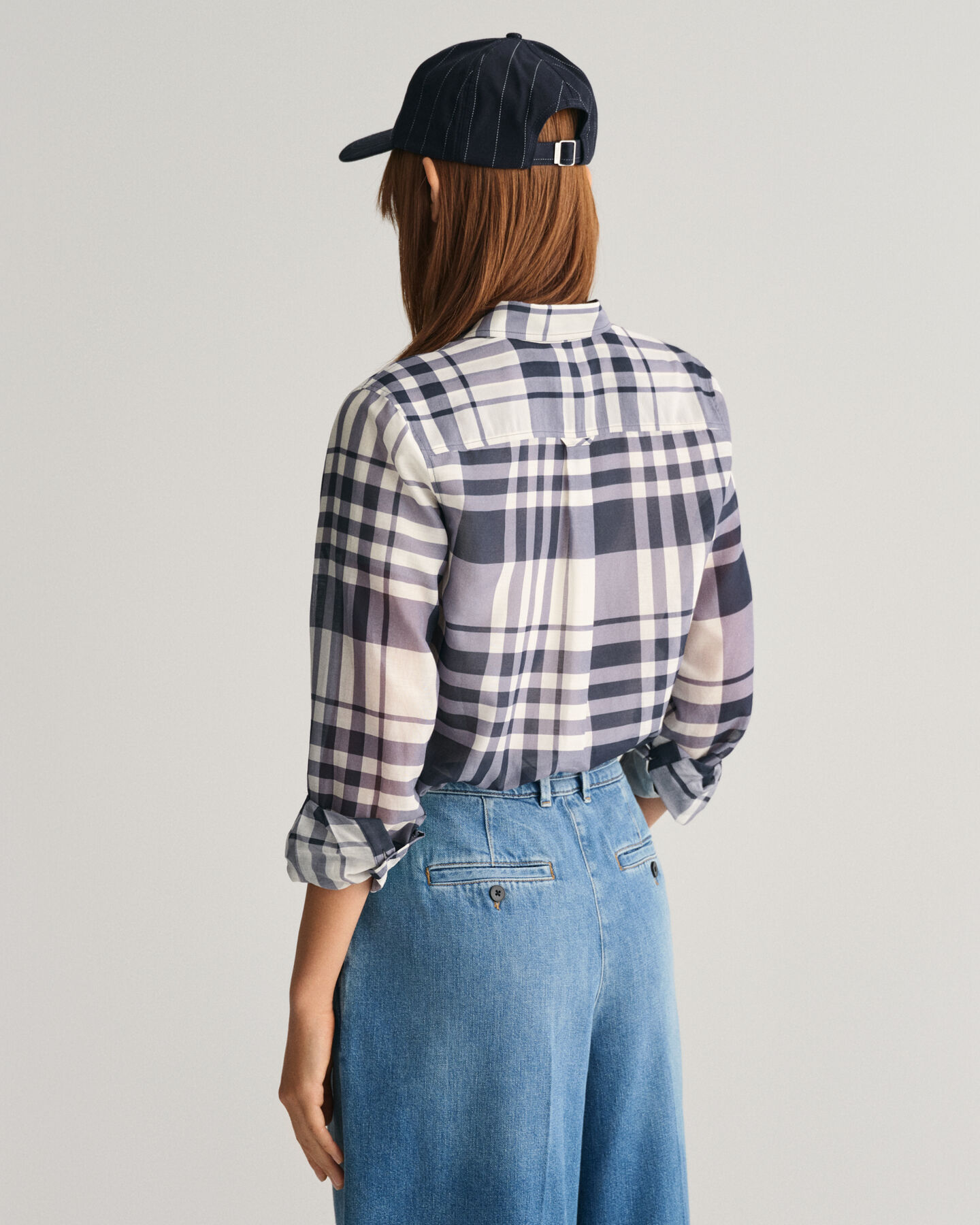 Camicia in misto cotone e seta a quadri regular fit