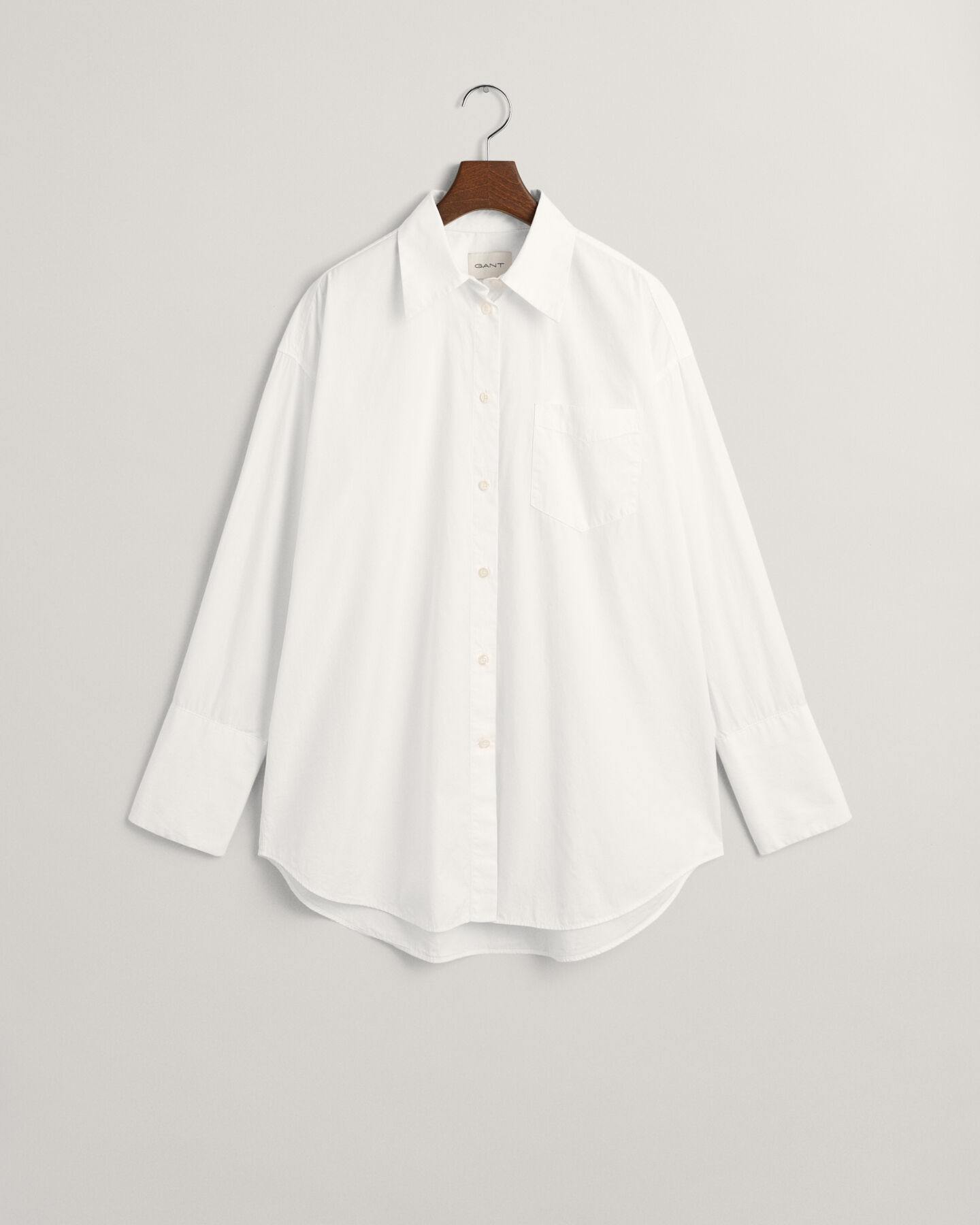 Camicia in popeline con polsini alti oversize