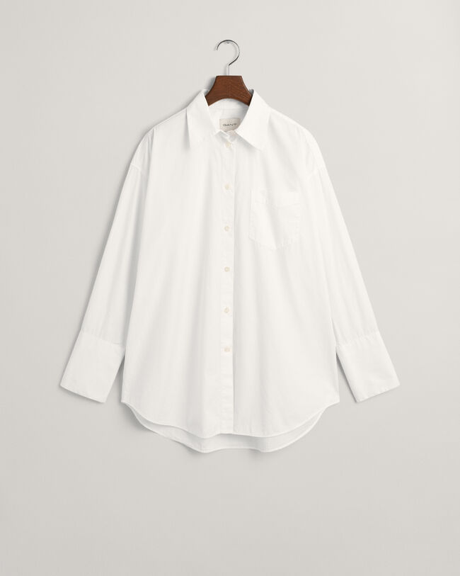 Camicia in popeline con polsini alti oversize