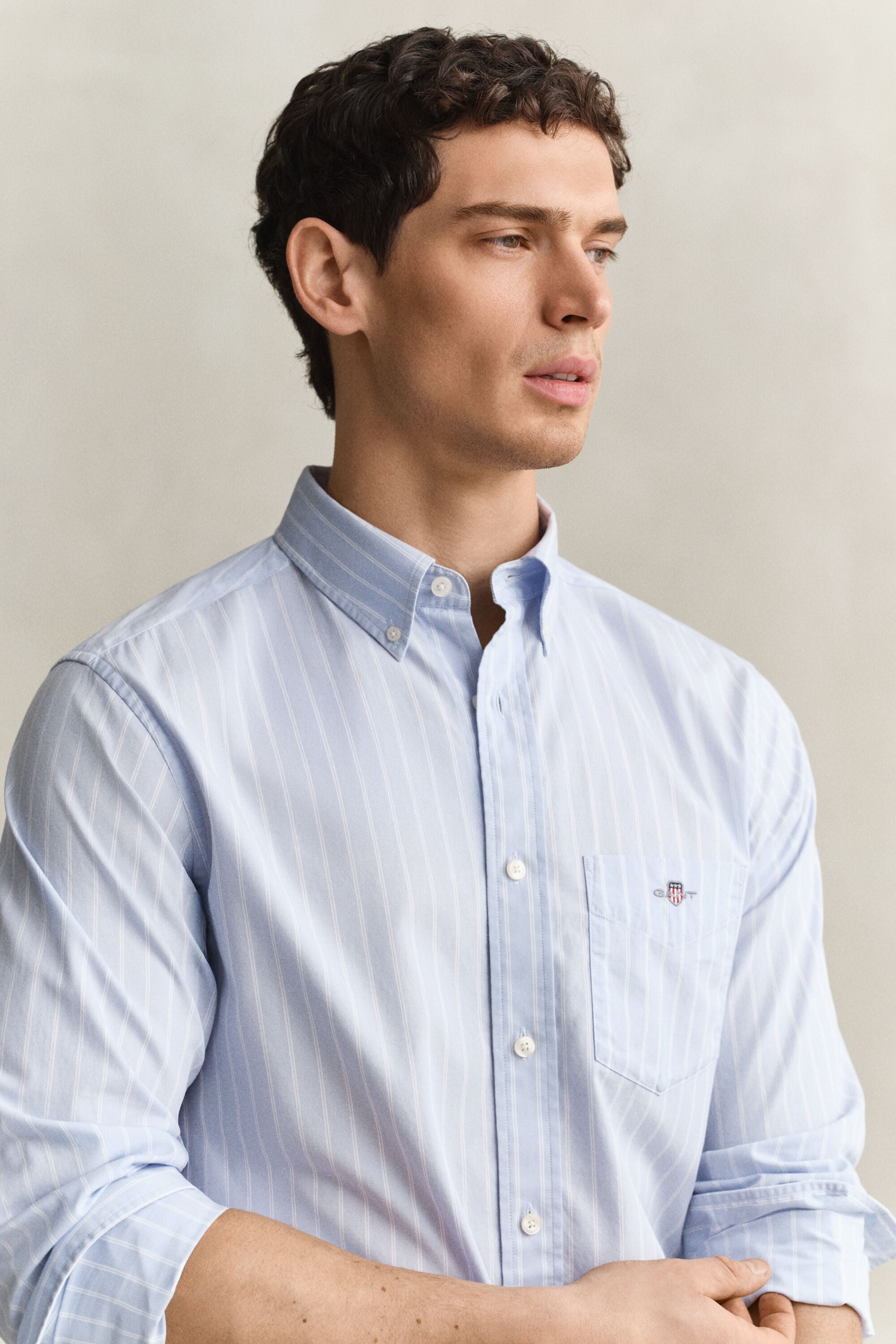 Camicia classica in popeline a righe