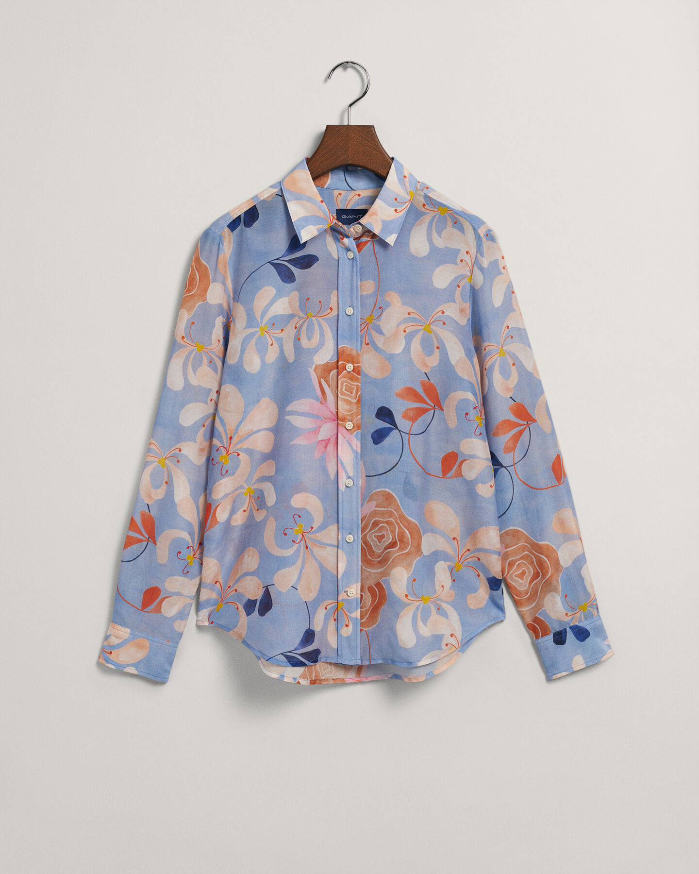 Camicia in misto cotone-seta con stampa floreale regular fit