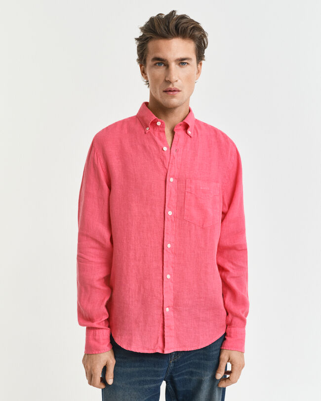 Camicia di lino tinto in capo regular fit