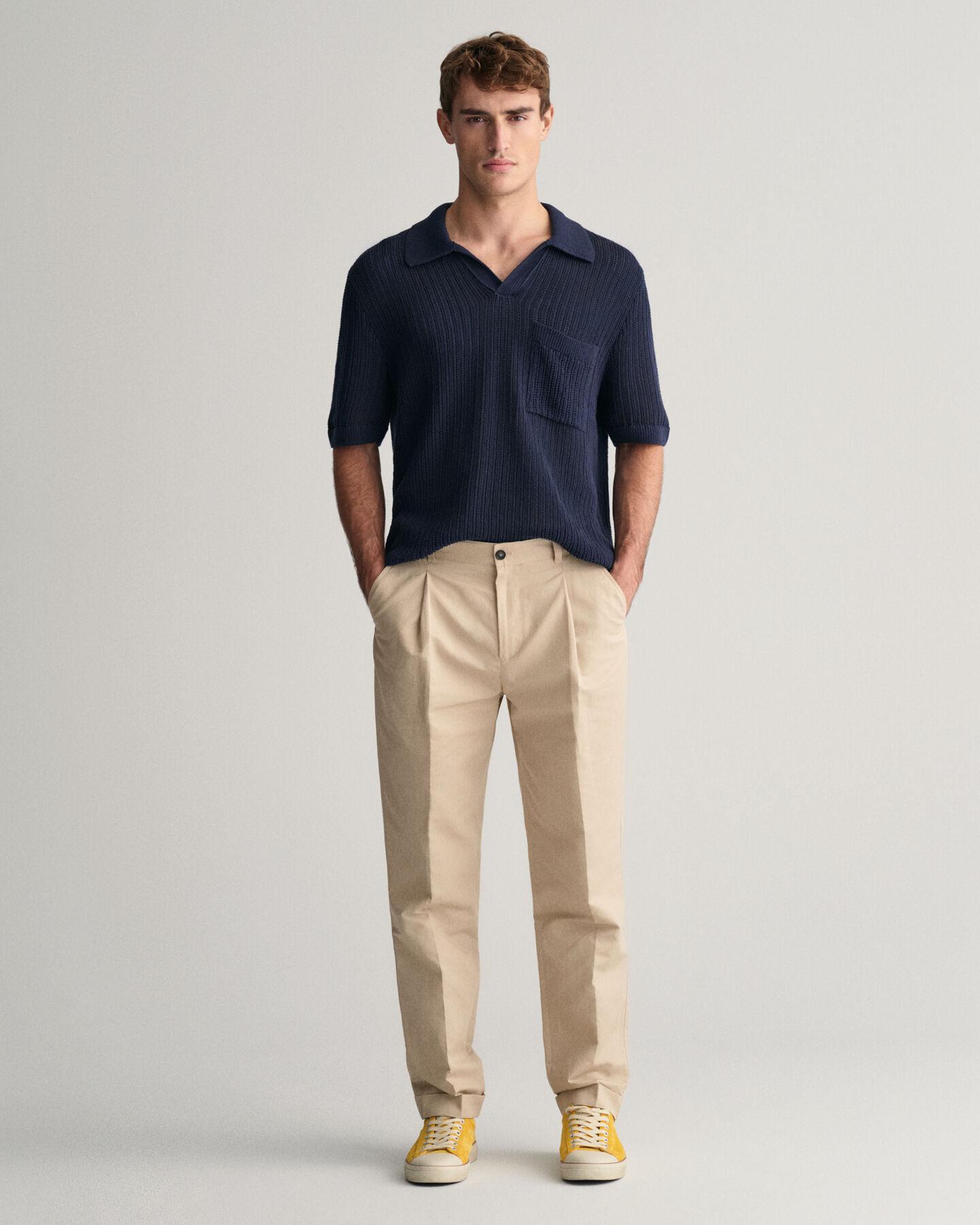 Pantaloni da abito in cotone regular fit