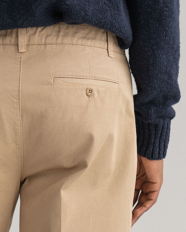 Pantaloni chino in twill di cotone gamba larga