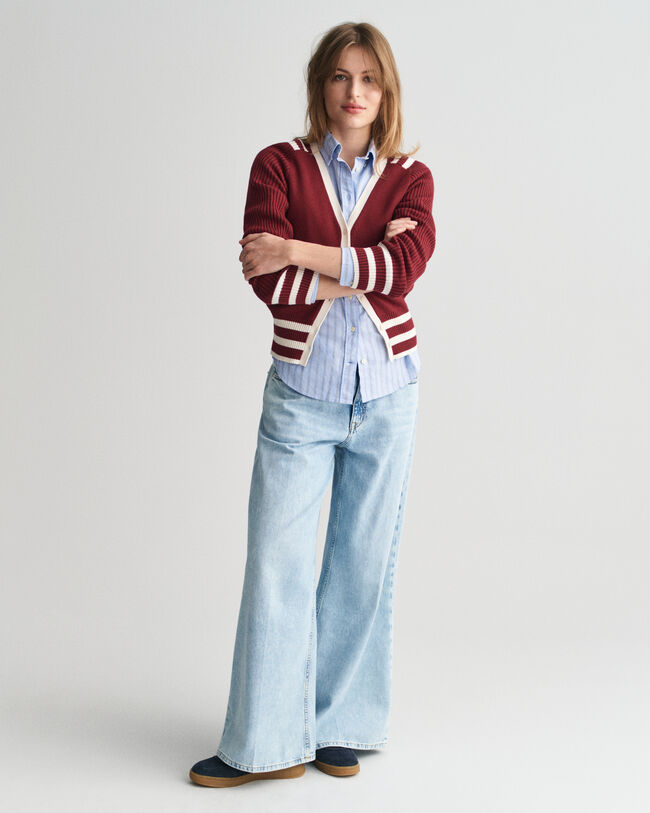 Cardigan con scollo a V con dettagli a contrasto