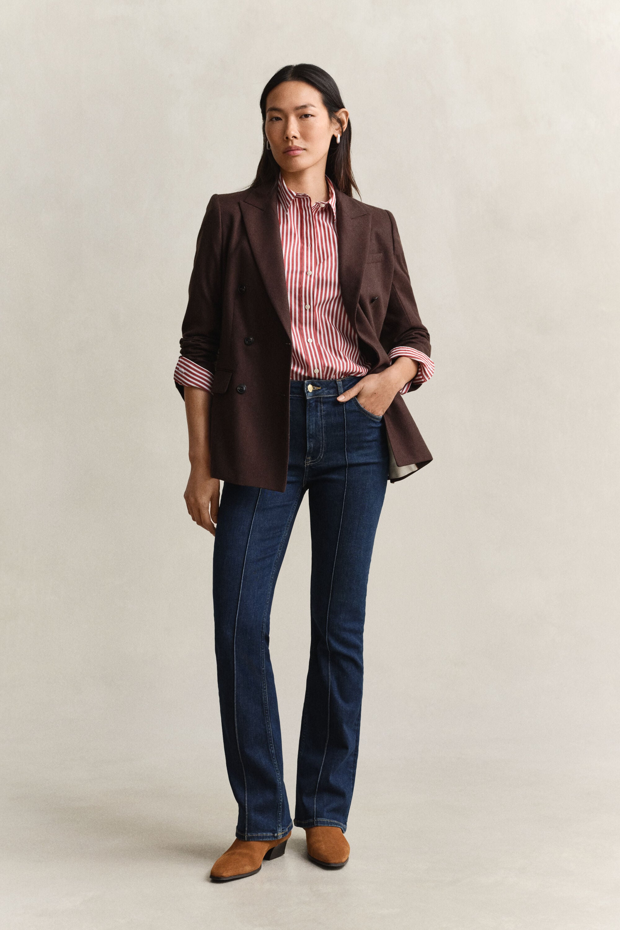 Camicia classica in popeline a righe regular fit