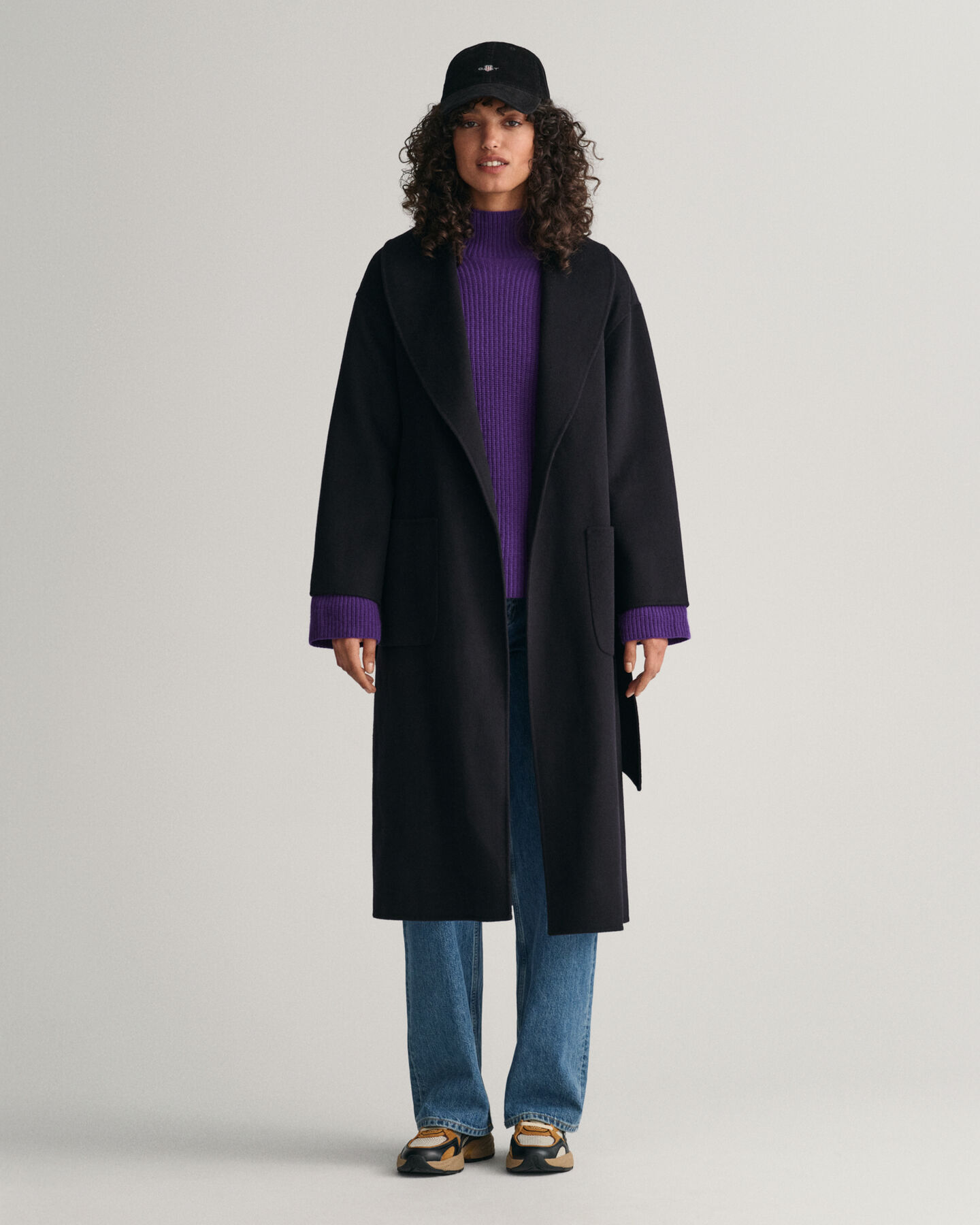 Maglia con colletto dritto in lana a coste