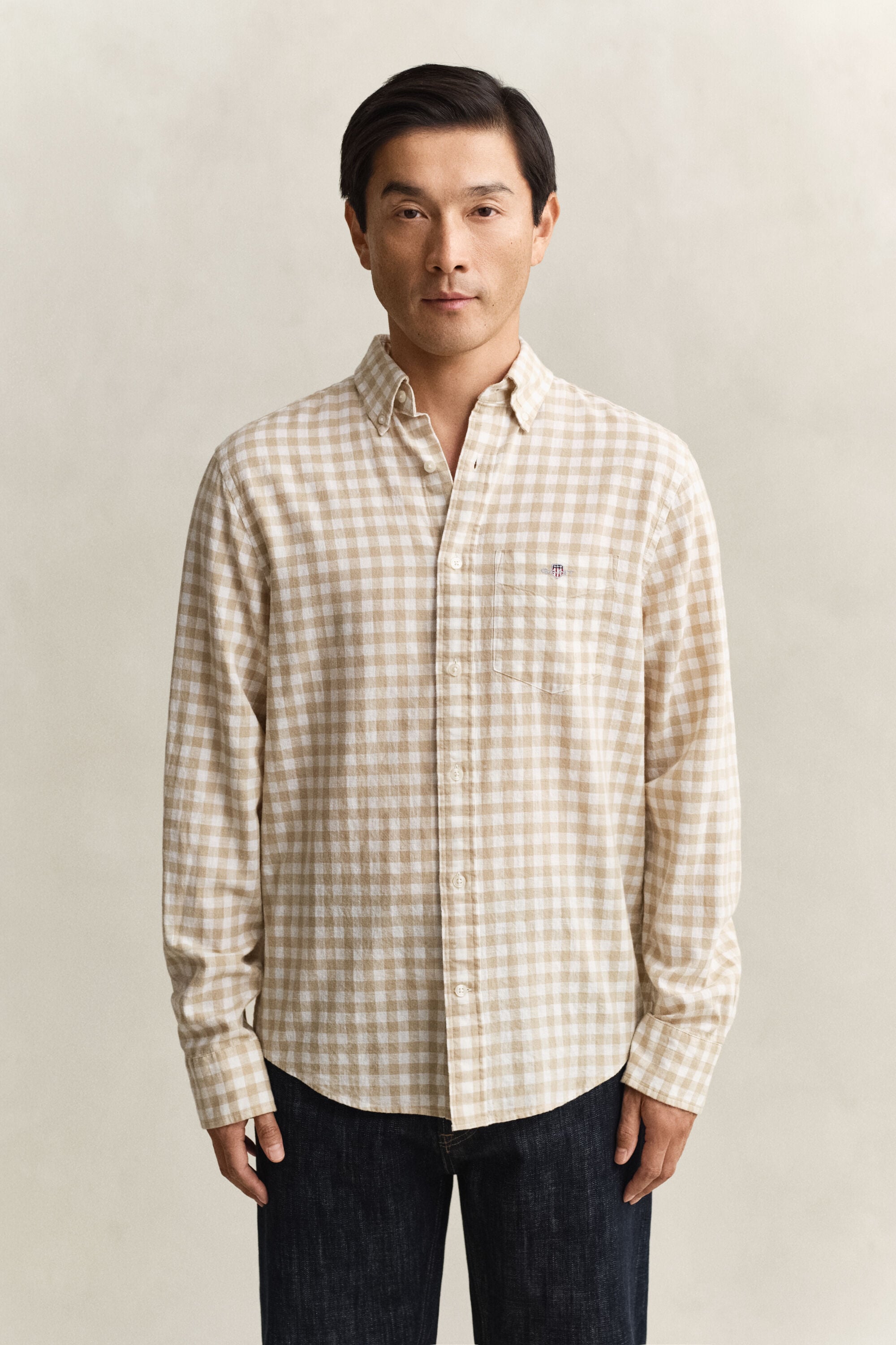 Camicia in misto lino percalle
