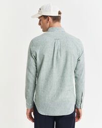 Camicia in misto cotone-lino a righe regular fit