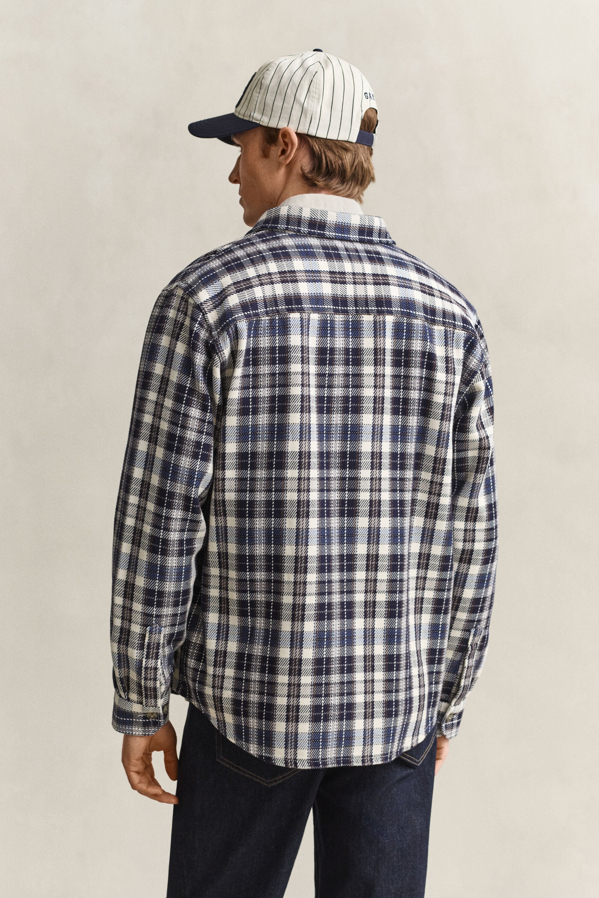 Camicia giacca a quadri in twill