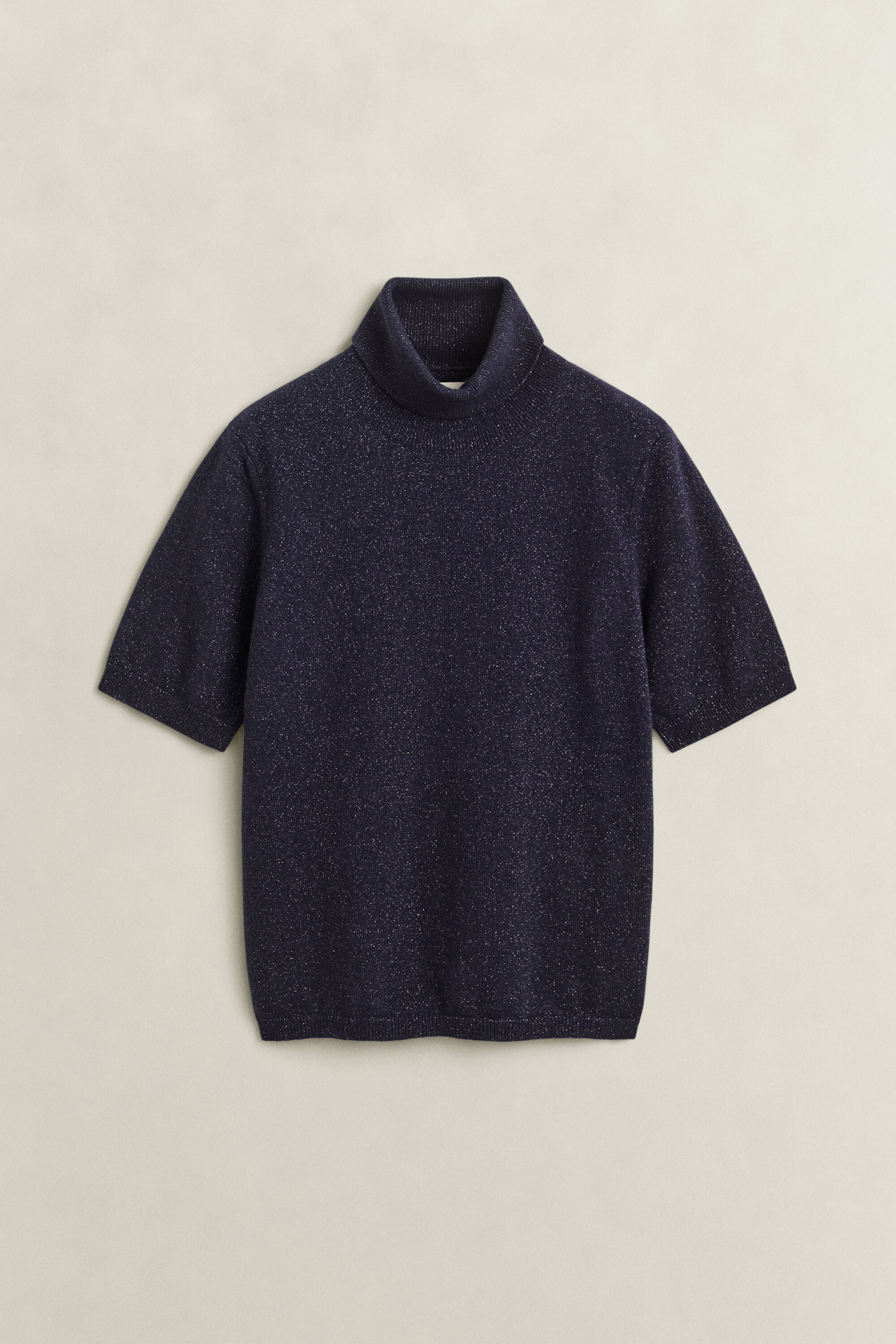 Maglia a collo alto in misto lana effetto metallizzato