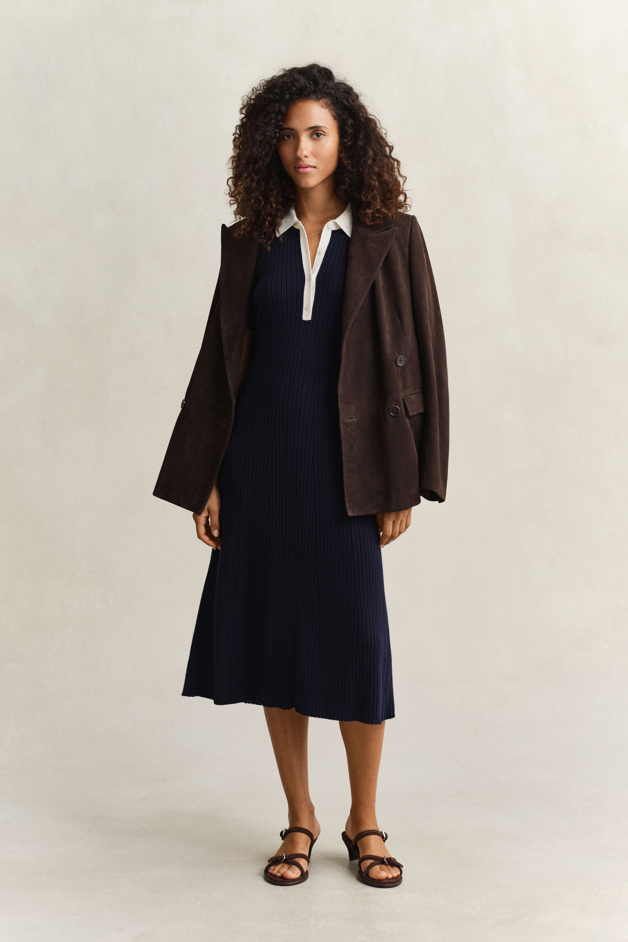 Abito polo in maglia a coste