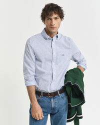 Classica camicia in popeline a micro quadri regular fit