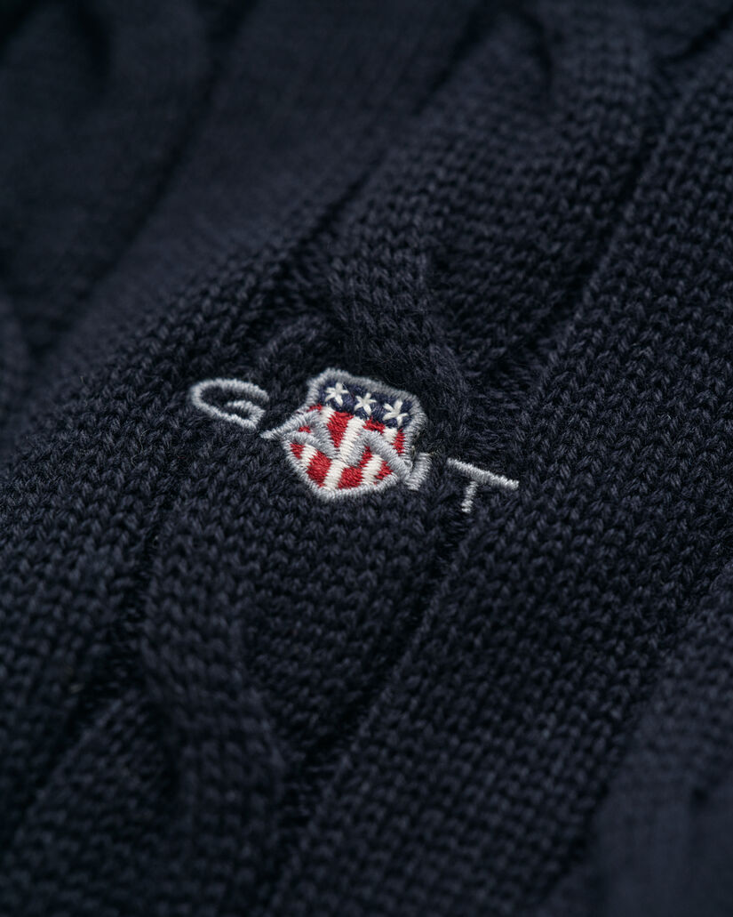 Maglia con zip corta in cotone a trecce Teens