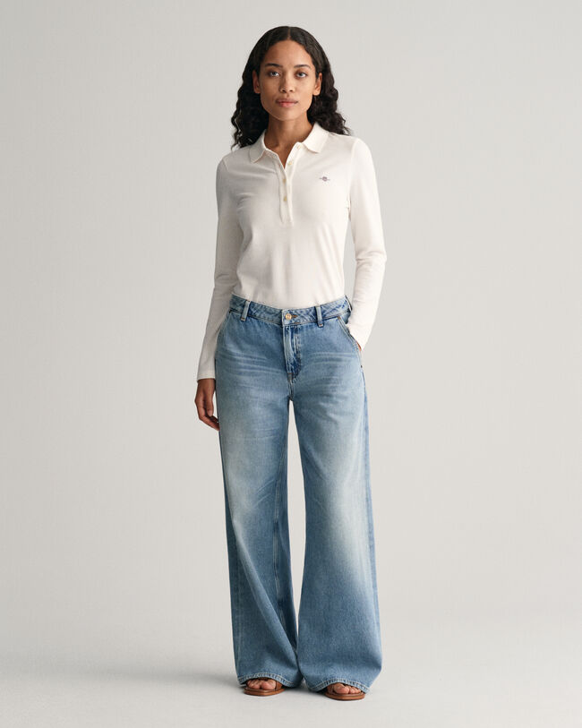 Polo in piqué a maniche lunghe Shield