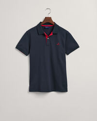 Rugger in piqu&eacute; con colletto a contrasto