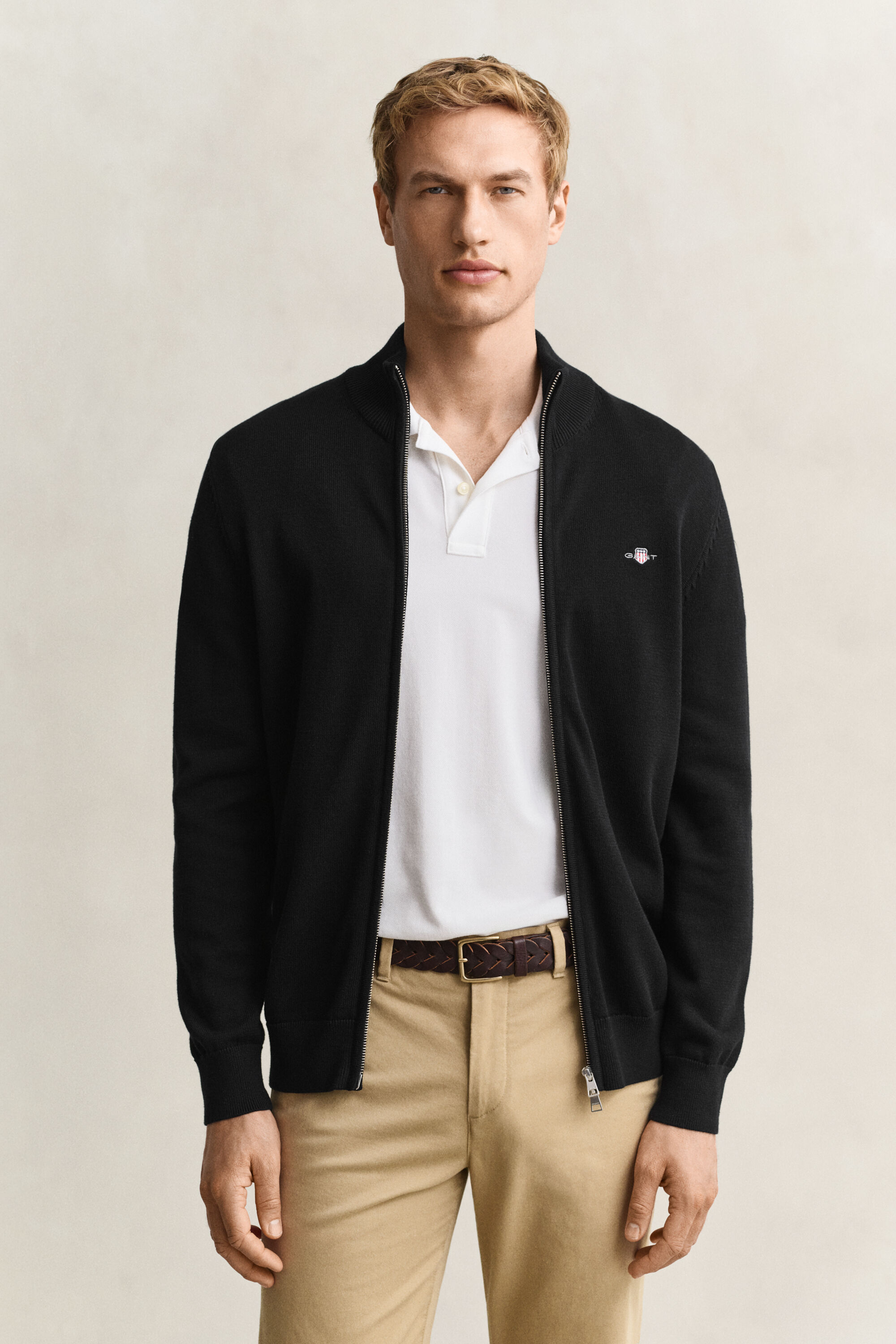 Cardigan in cotone casual con zip