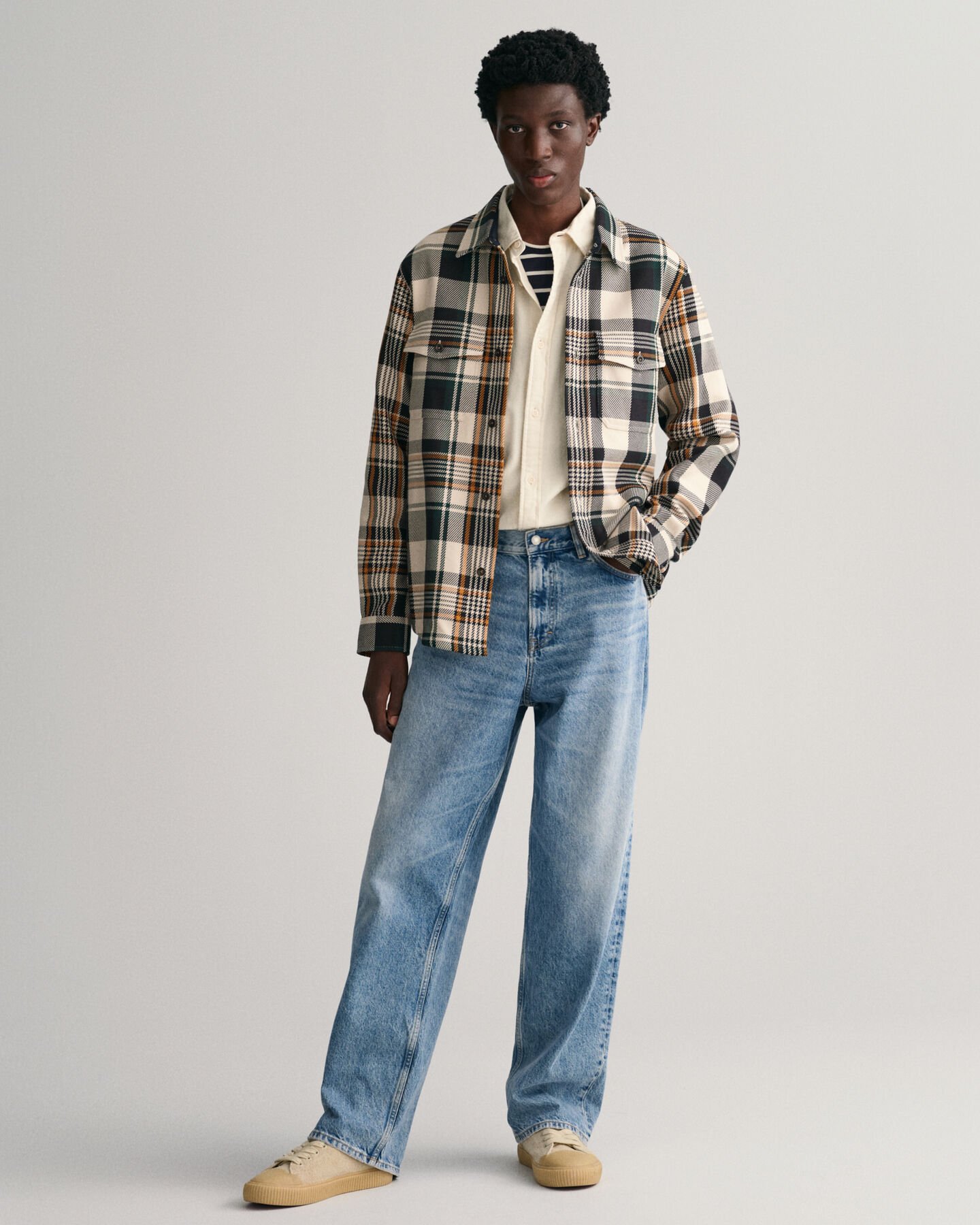 Camicia giacca in twill pesante a quadri