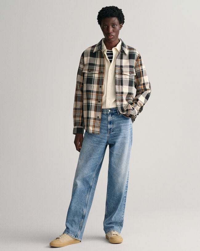 Camicia giacca in twill pesante a quadri