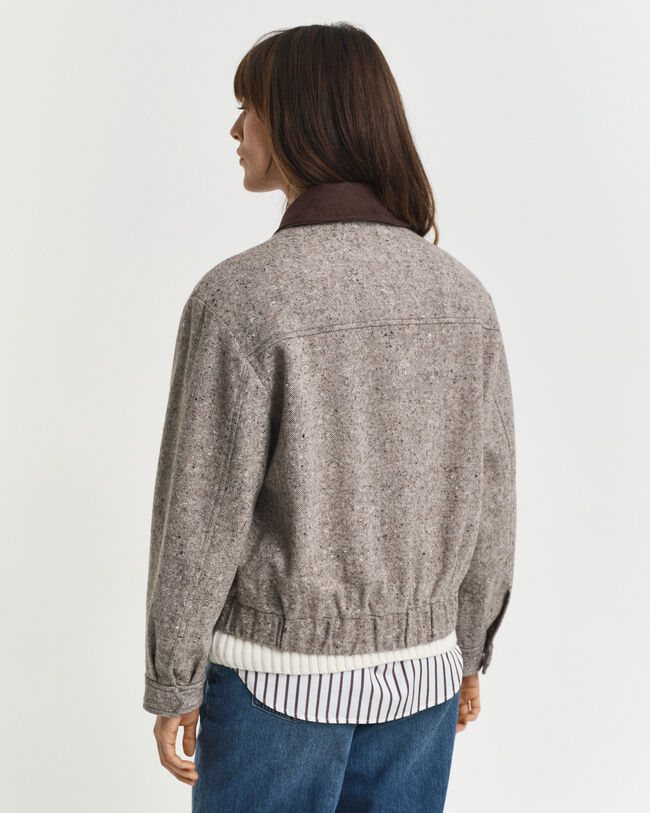 Giacca in lana con colletto a contrasto