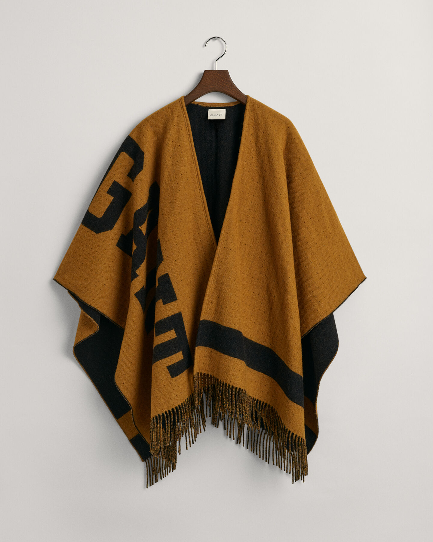 Poncho in lana con logo