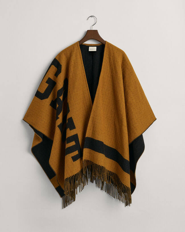 Poncho in lana con logo