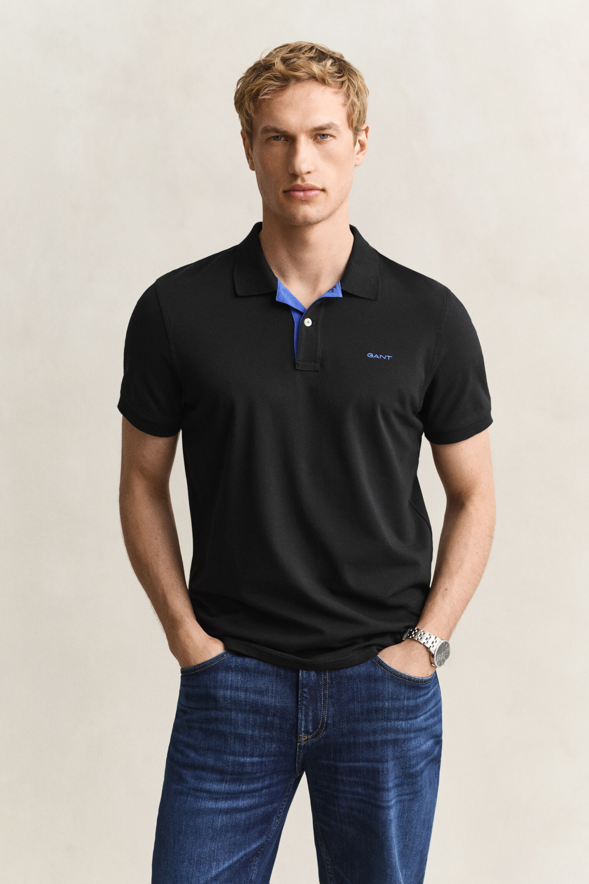 Polo in piqué a contrasto